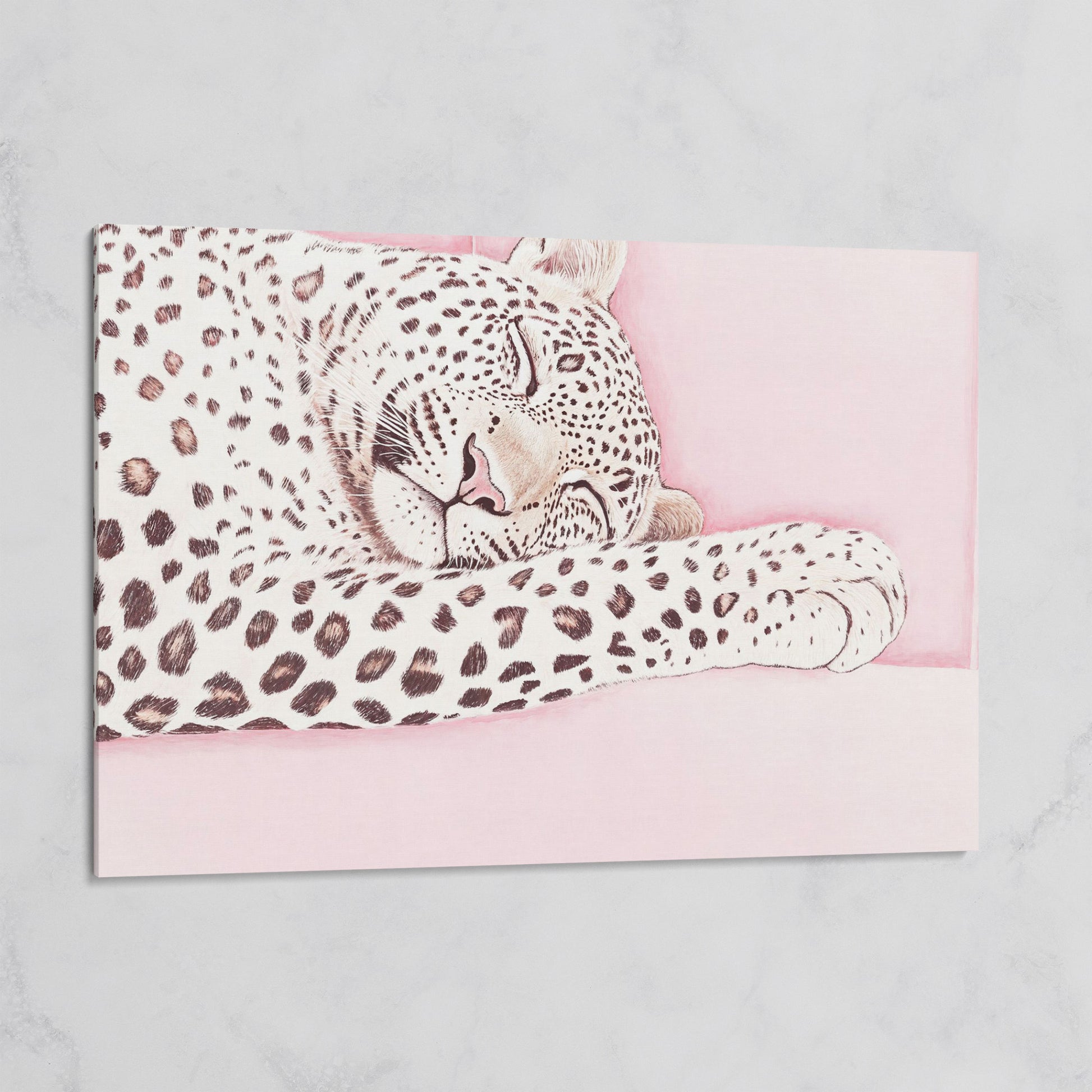 Soft Pastel Leopard Canvas in Pink and Cream on gallery wrap