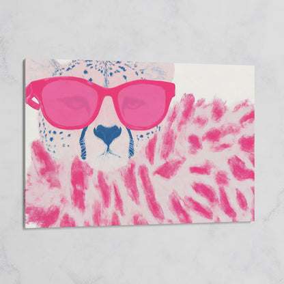 Cheetah with Pink Sunglasses Canvas Print on gallery wrap