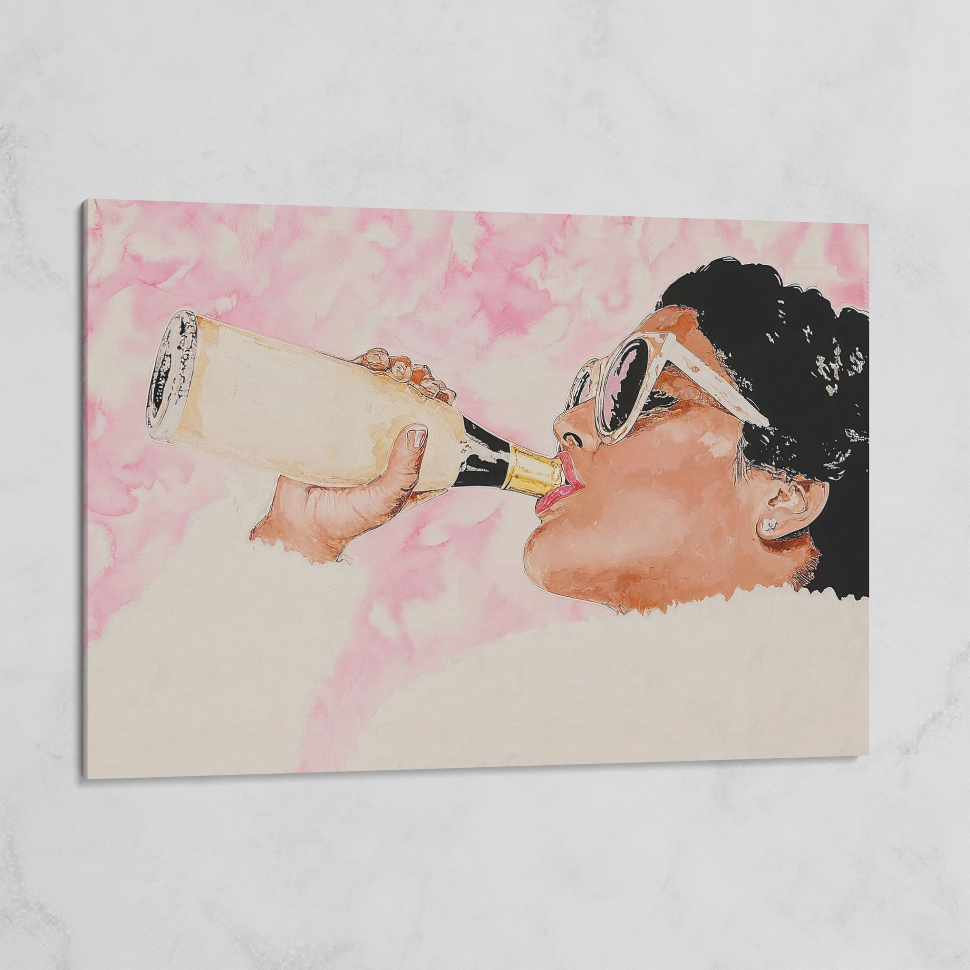 Champagne Toast Canvas Wall Art in Rose Quartz on gallery wrap