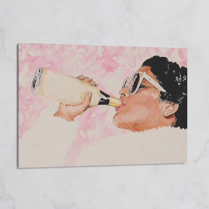 Champagne Toast Canvas Wall Art in Rose Quartz on gallery wrap