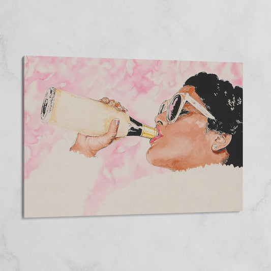 Champagne Toast Canvas Wall Art in Rose Quartz on gallery wrap