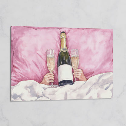 Champagne Toast Canvas Print in Blush and Gold on gallery wrap