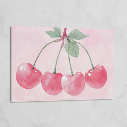 Cherry Pink Canvas Print with Sage Stems on gallery wrap