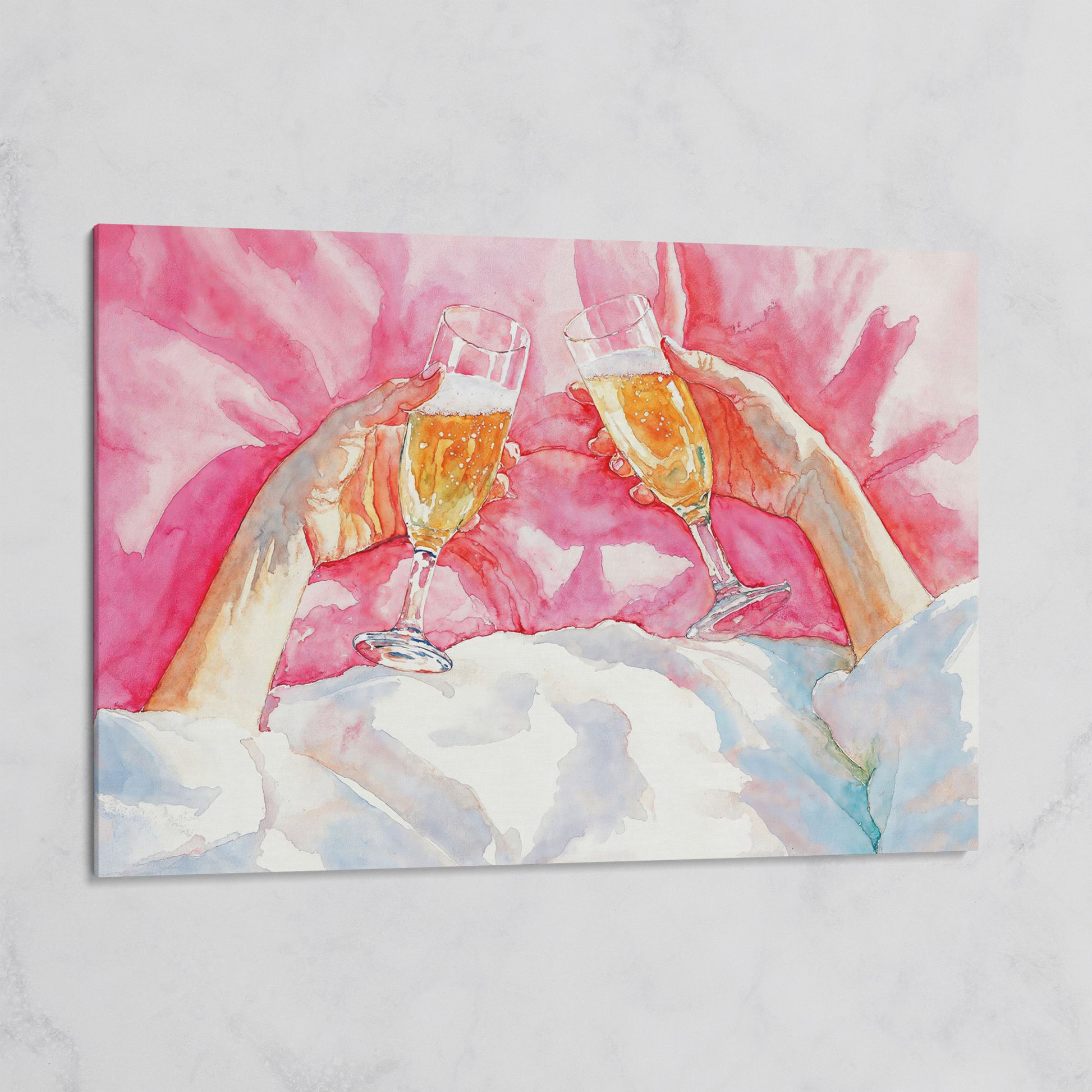 Champagne Toast Canvas Print, Blush & Gold on gallery wrap