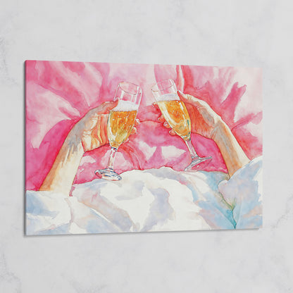 Champagne Toast Canvas Print, Blush & Gold on gallery wrap