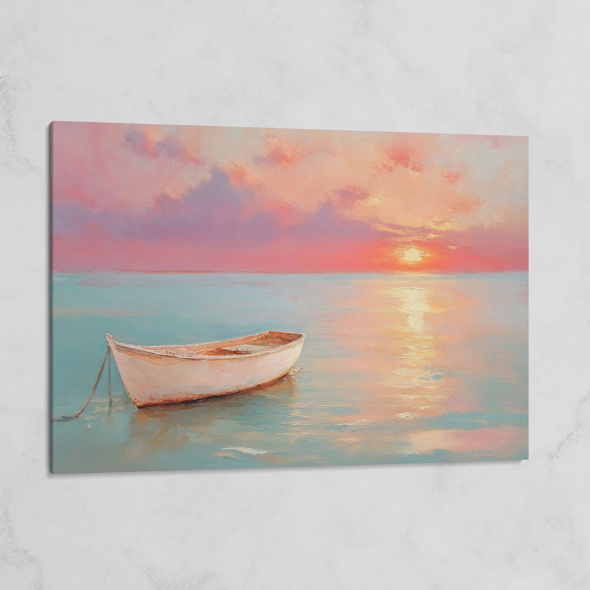 Sunset Over Pastel Sea Canvas Print on gallery wrap