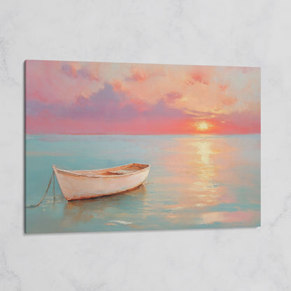 Sunset Over Pastel Sea Canvas Print on gallery wrap