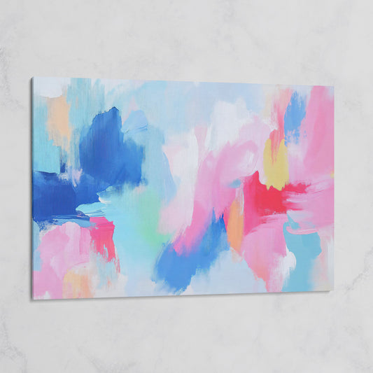 Pink and Blue Abstract Canvas on gallery wrap