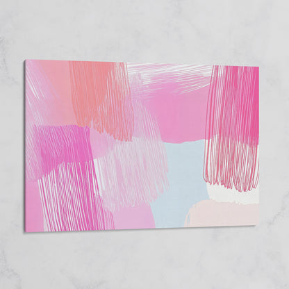 Pink Hues Abstract Canvas with Pastel Lines on gallery wrap