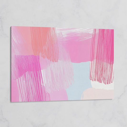 Pink Hues Abstract Canvas with Pastel Lines on gallery wrap