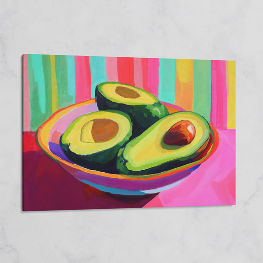 Avocado Pop Art Canvas for Modern Kitchens on gallery wrap