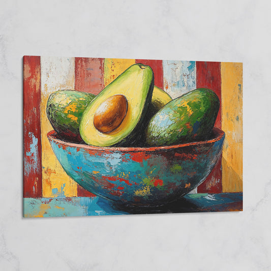 Contemporary Avocado Bowl Canvas Print on gallery wrap