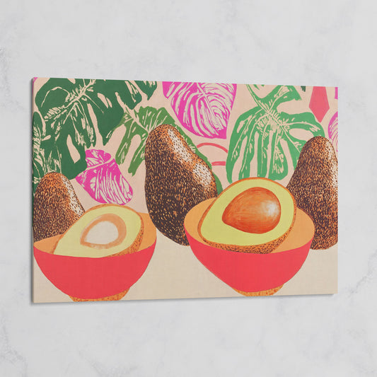 Tropical Avocado & Monstera Boho Canvas on gallery wrap