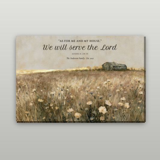 Wildflower Meadow personalized canvas wall art with sample wording, gallery wrap on a wall
