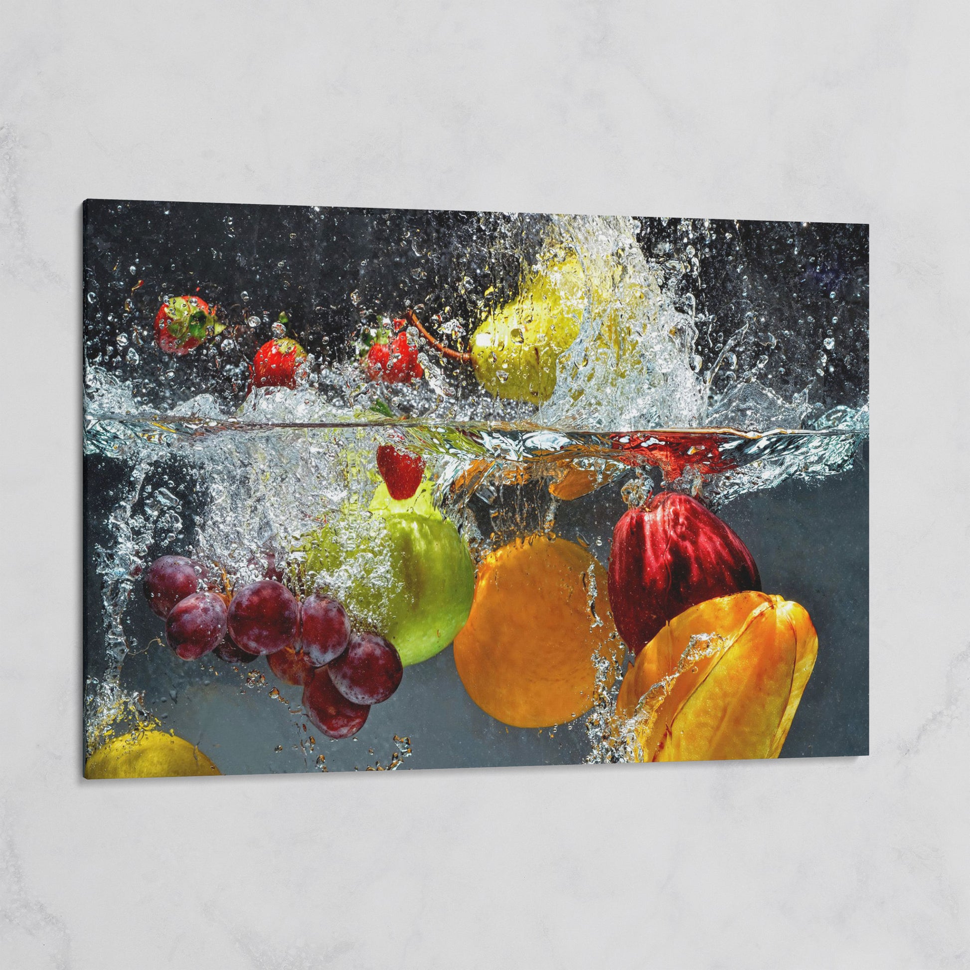 Splashing Fruit Canvas Print for Kitchen on gallery wrap
