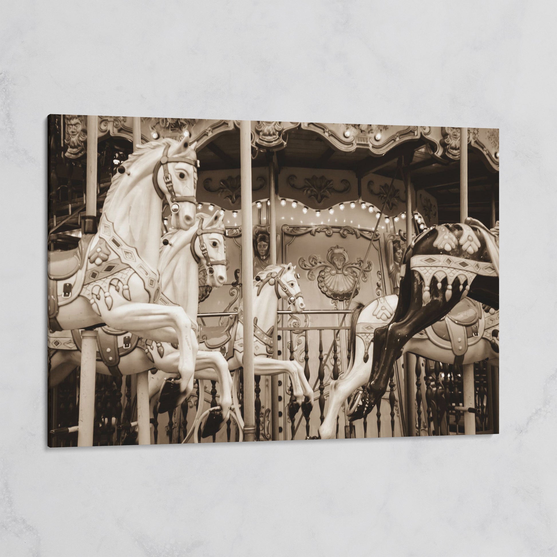 Vintage Paris Carousel Canvas for Kids' Rooms on gallery wrap