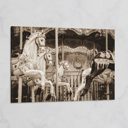 Vintage Paris Carousel Canvas for Kids' Rooms on gallery wrap