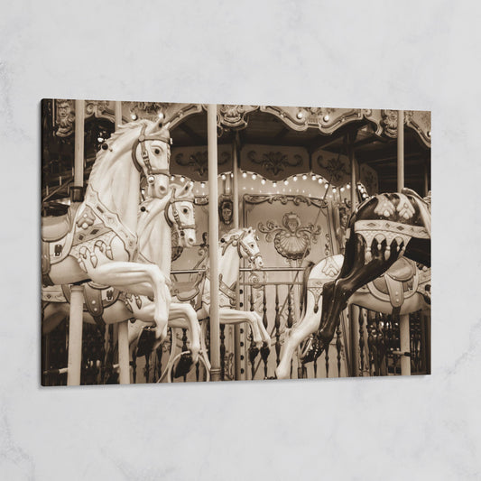 Vintage Paris Carousel Canvas for Kids' Rooms on gallery wrap