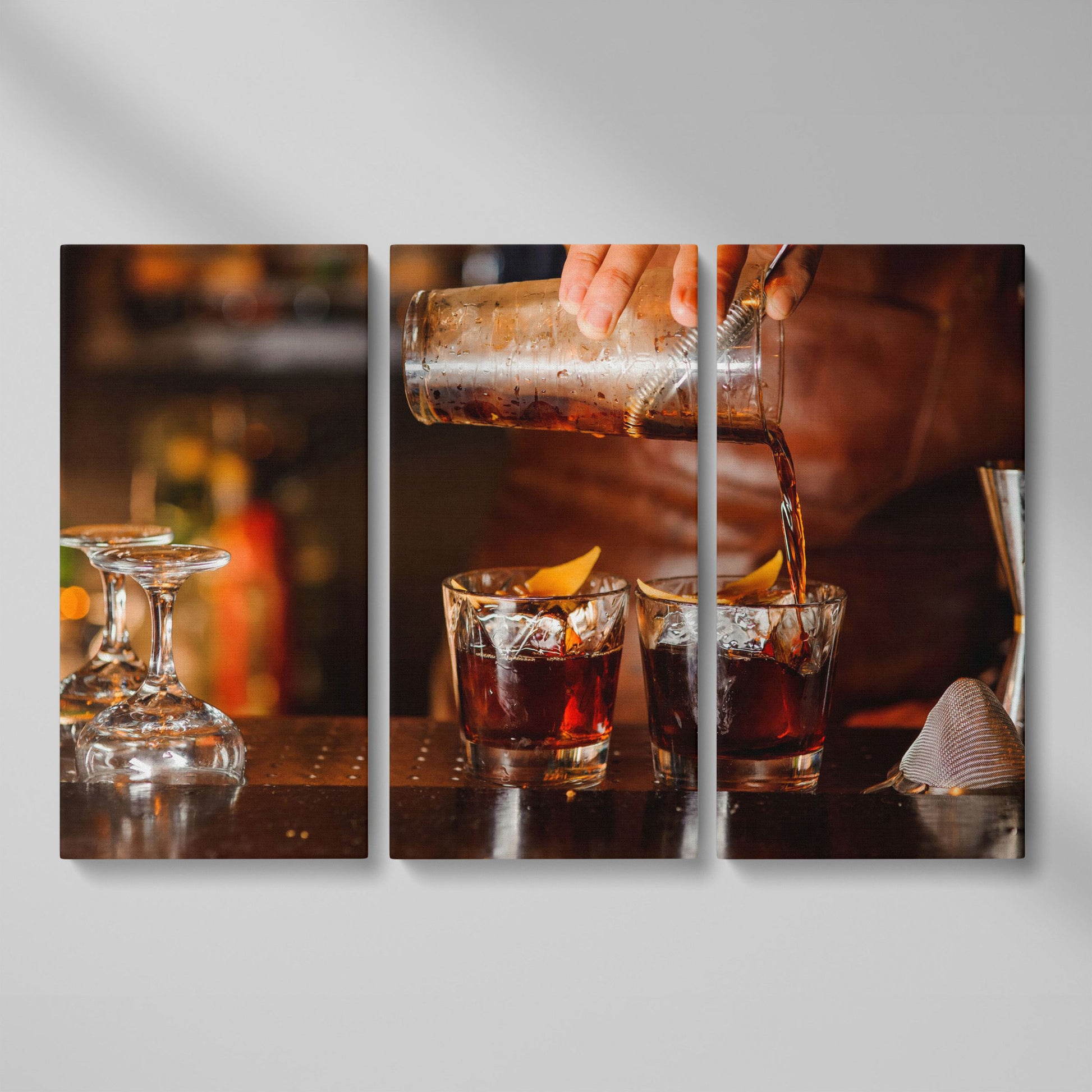 Negroni Cocktail Canvas Print as 3-panel split version
