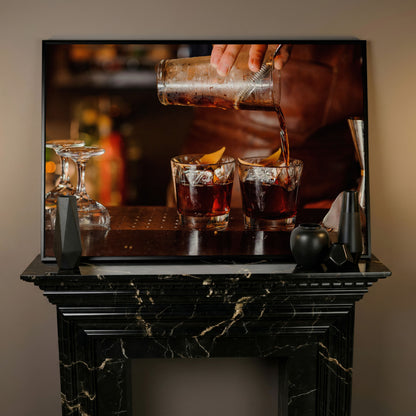 Negroni Cocktail Canvas Print in black floating frame