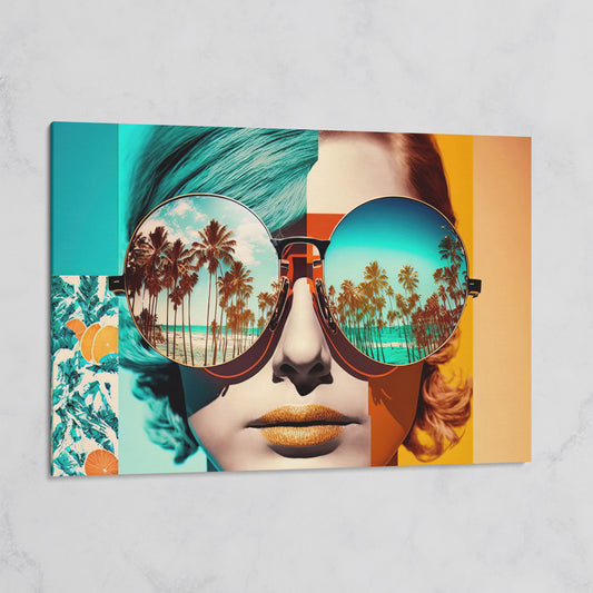 Fashion Woman with Glasses Pop Art Canvas on gallery wrap