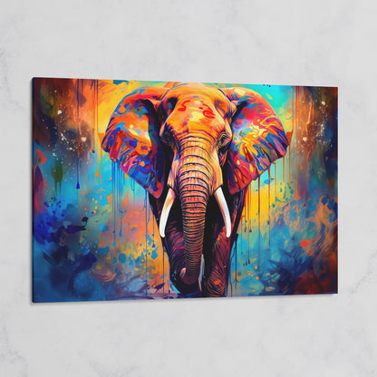 Colorful Elephant Canvas Print with Vibrant Graffiti Style on gallery wrap