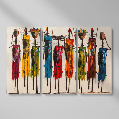 Masai Mara Abstract Canvas Print as 3-panel split version