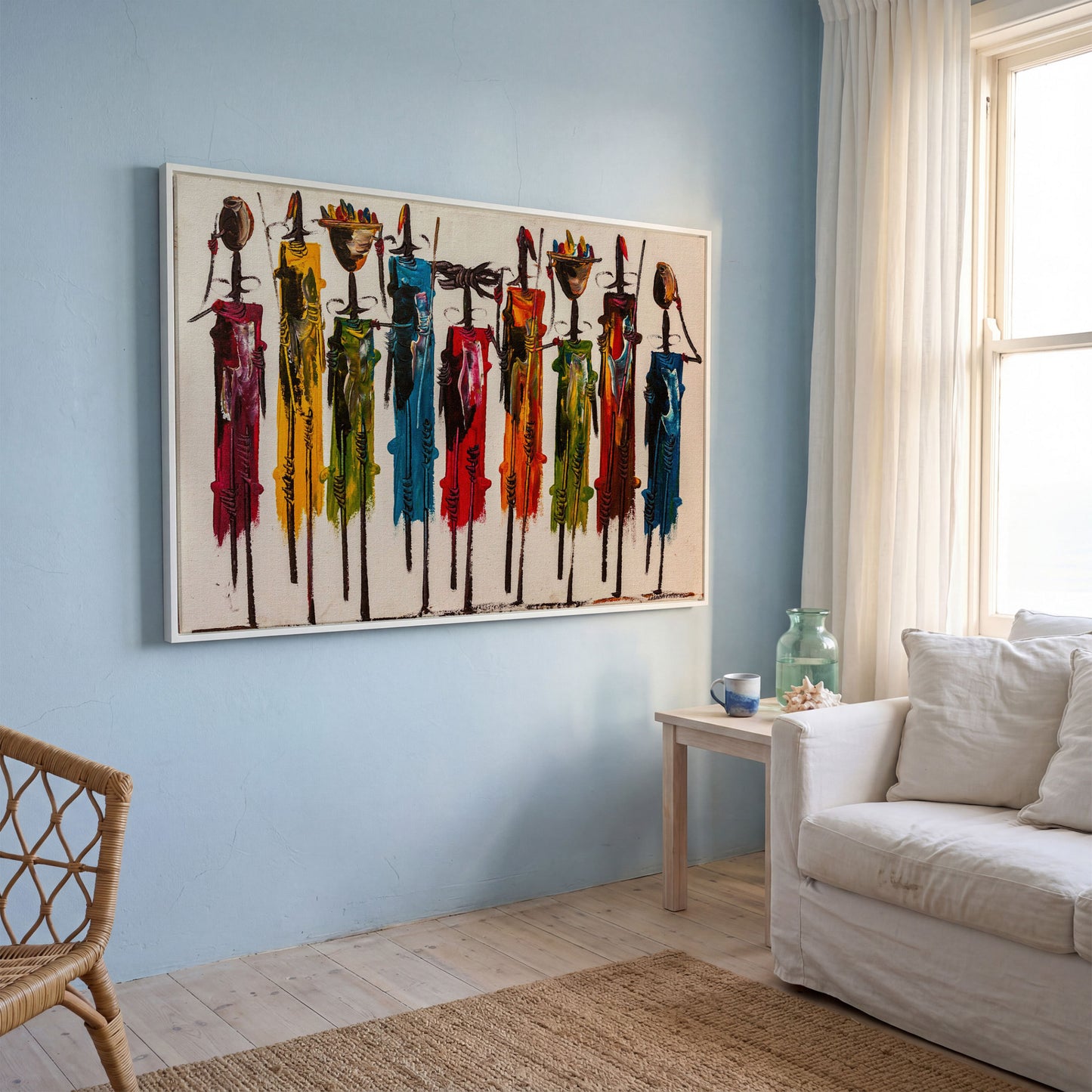 Masai Mara Abstract Canvas Print in white floating frame