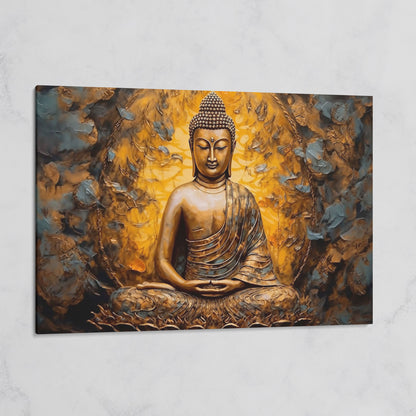 Gold Buddha Meditation Canvas Print on gallery wrap