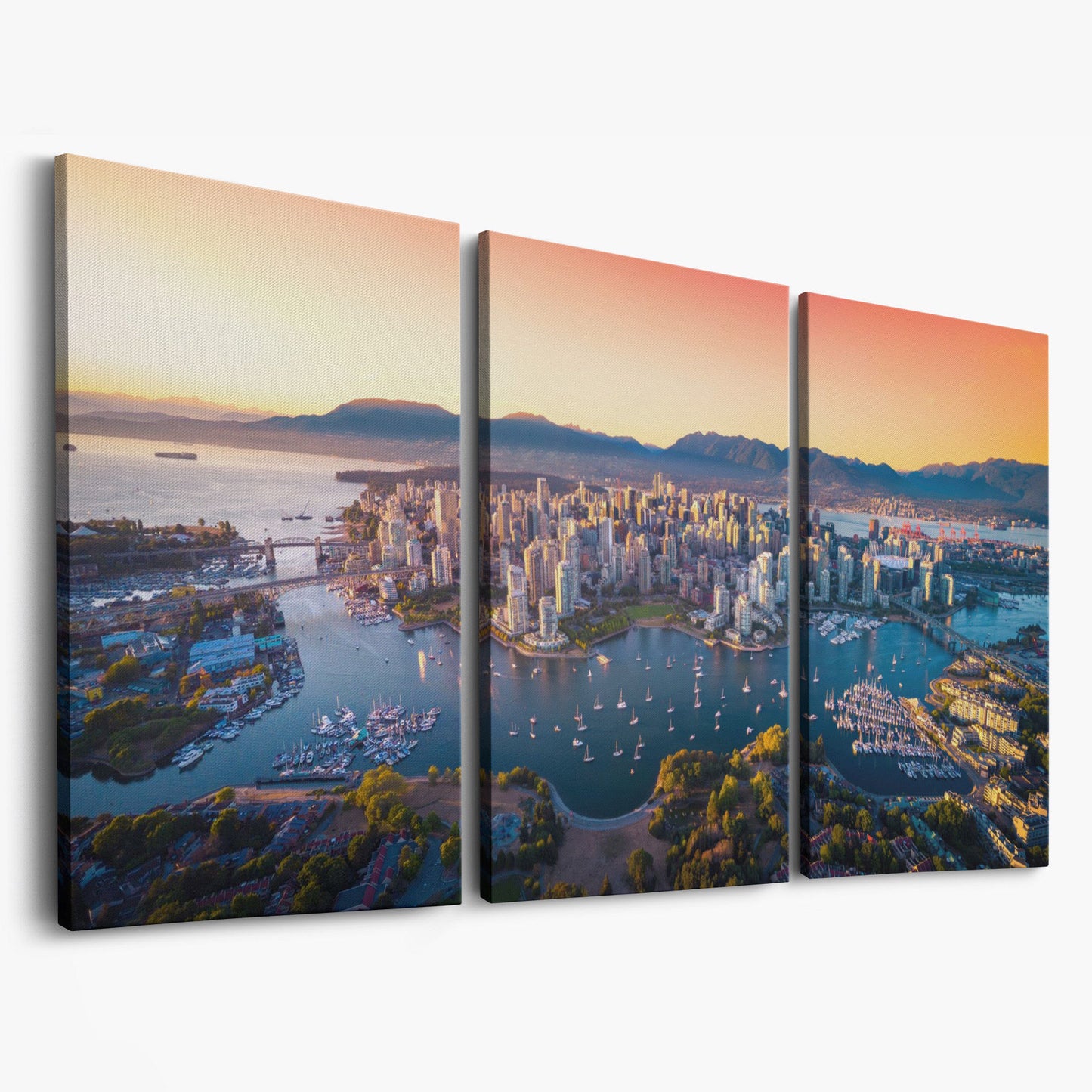 Vancouver Skyline at Sunset Canvas as 3-panel split version