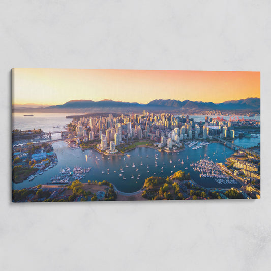 Vancouver Skyline at Sunset Canvas on gallery wrap