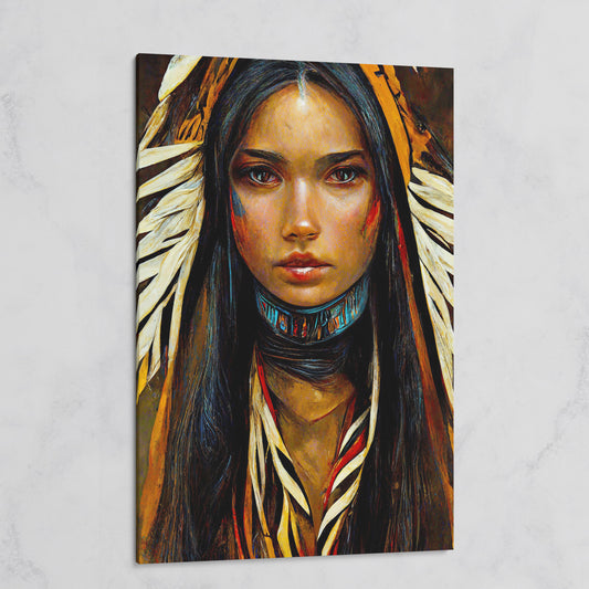 Sacagawea Portrait Canvas Print on gallery wrap