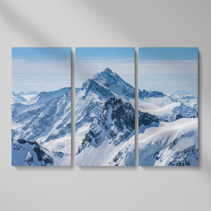 Snow Alps and Blue Sky Panoramic Canvas as 3-panel split version
