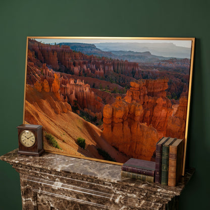 Bryce Canyon Hoodoos Canvas Wall Art in antique gold floating frame