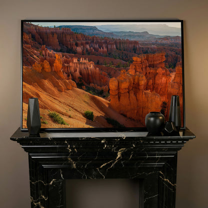 Bryce Canyon Hoodoos Canvas Wall Art in black floating frame