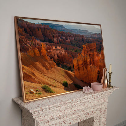 Bryce Canyon Hoodoos Canvas Wall Art in rose gold floating frame