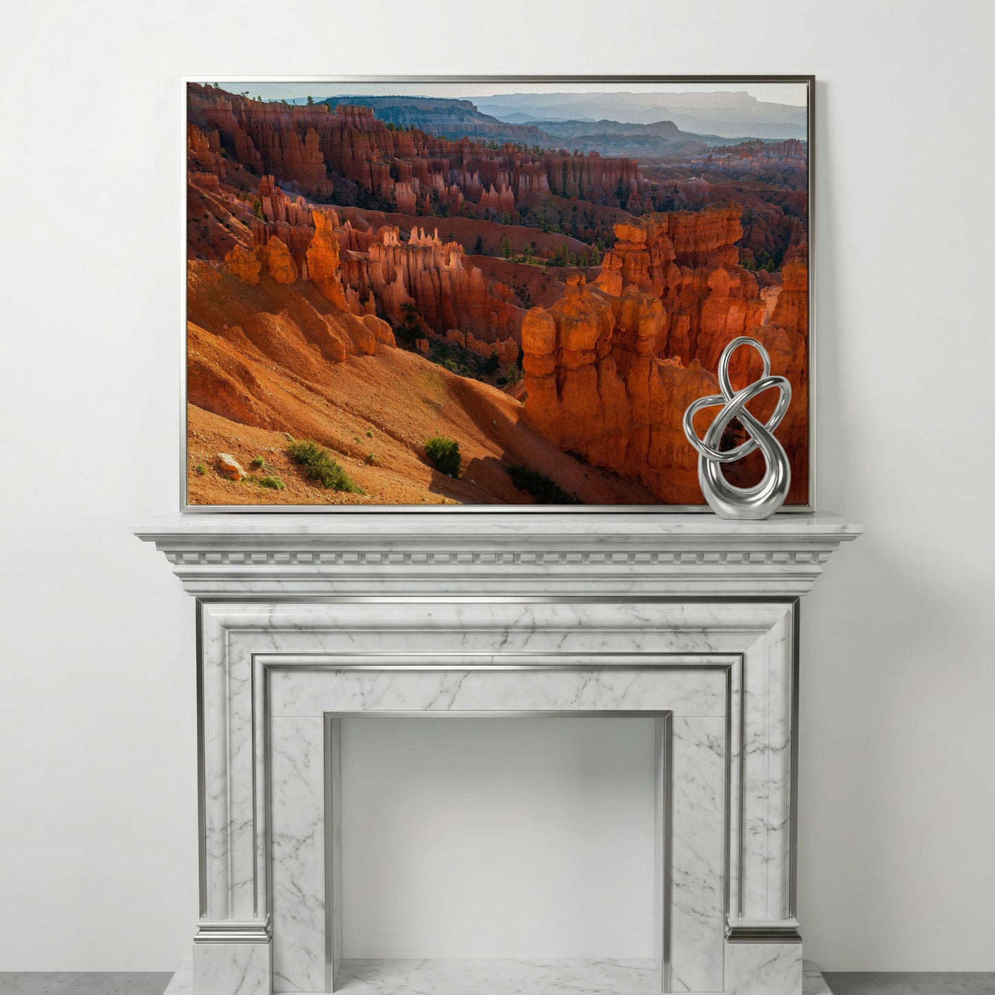Bryce Canyon Hoodoos Canvas Wall Art in silver floating frame
