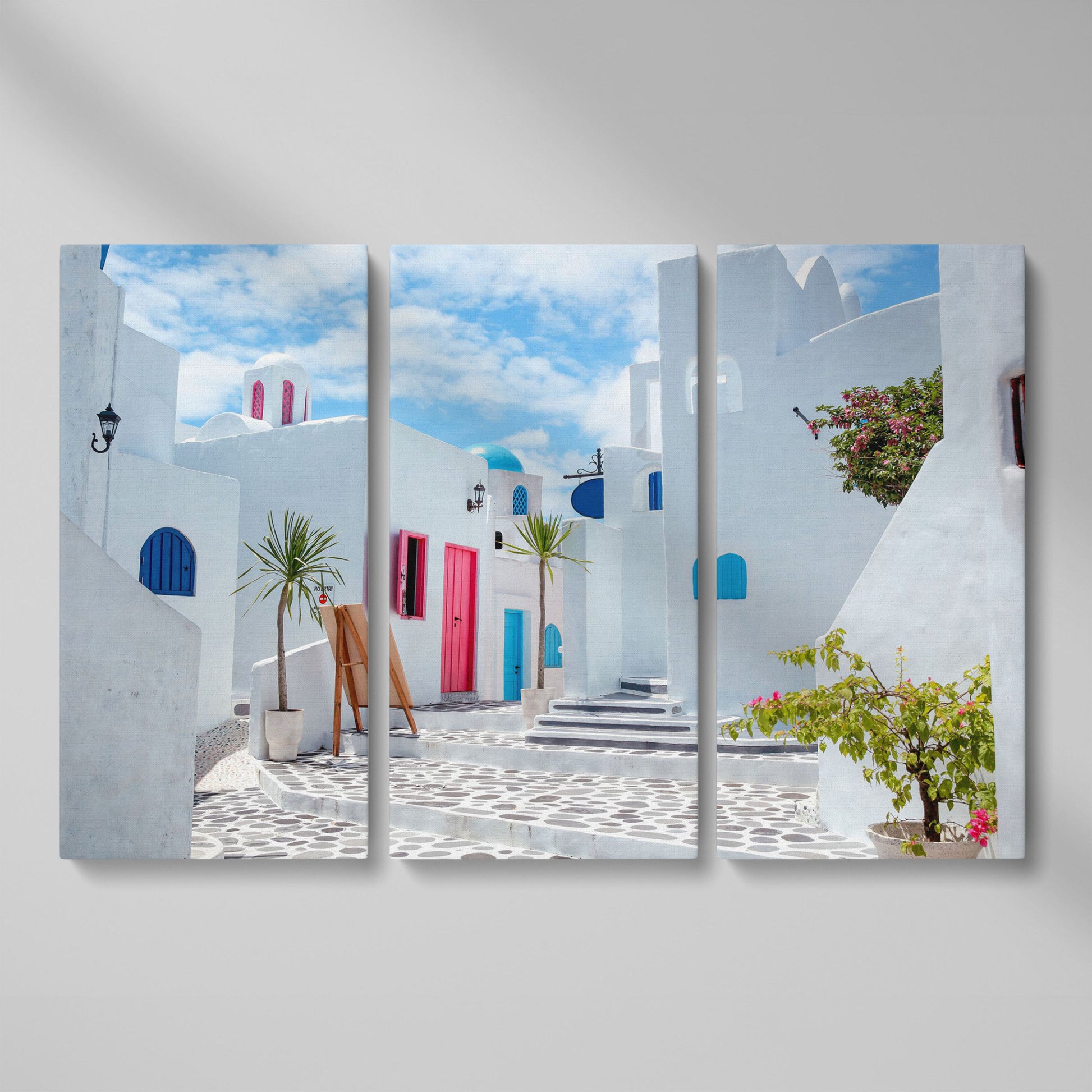 Santorini Cycladic Houses Canvas Print as 3-panel split version
