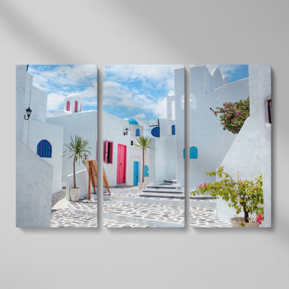 Santorini Cycladic Houses Canvas Print as 3-panel split version