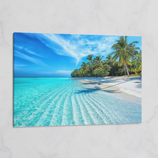 Tropical Beach with Palm Trees Canvas on gallery wrap