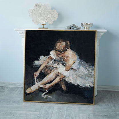 Impressionist Ballet Dancer Canvas in rose gold floating frame