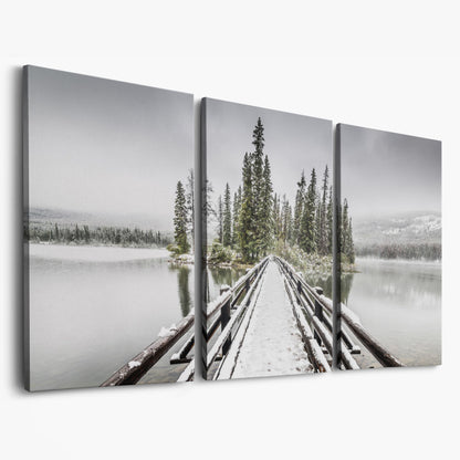 Pyramid Island, Jasper National Park Canvas as 3-panel split version