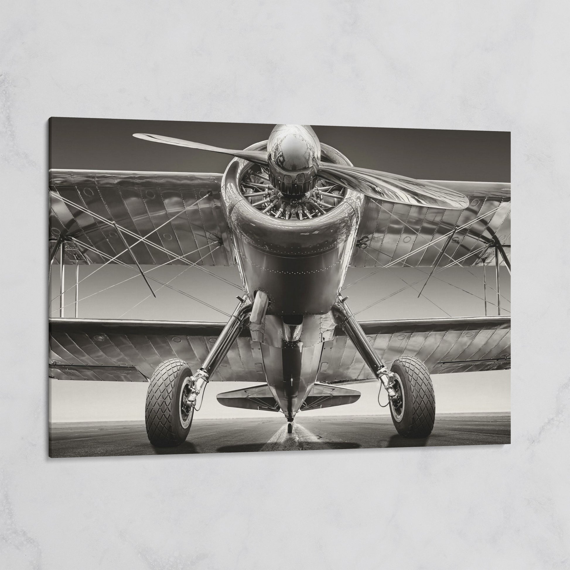 Vintage Airplane on Runway Canvas on gallery wrap