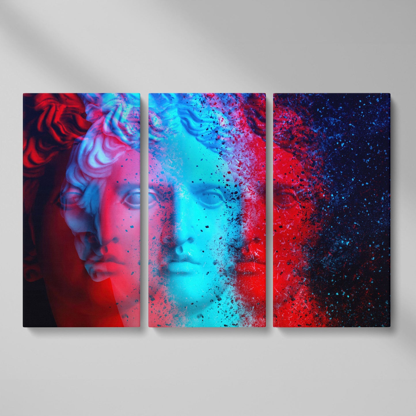 Apollo Belvedere Glitch Art Canvas as 3-panel split version