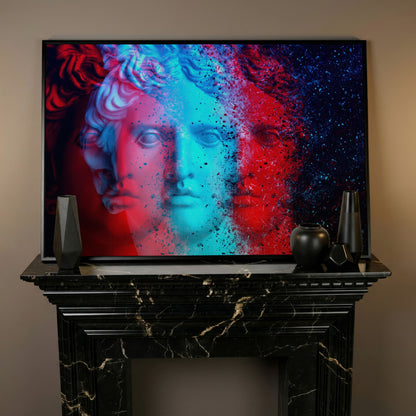 Apollo Belvedere Glitch Art Canvas in black floating frame