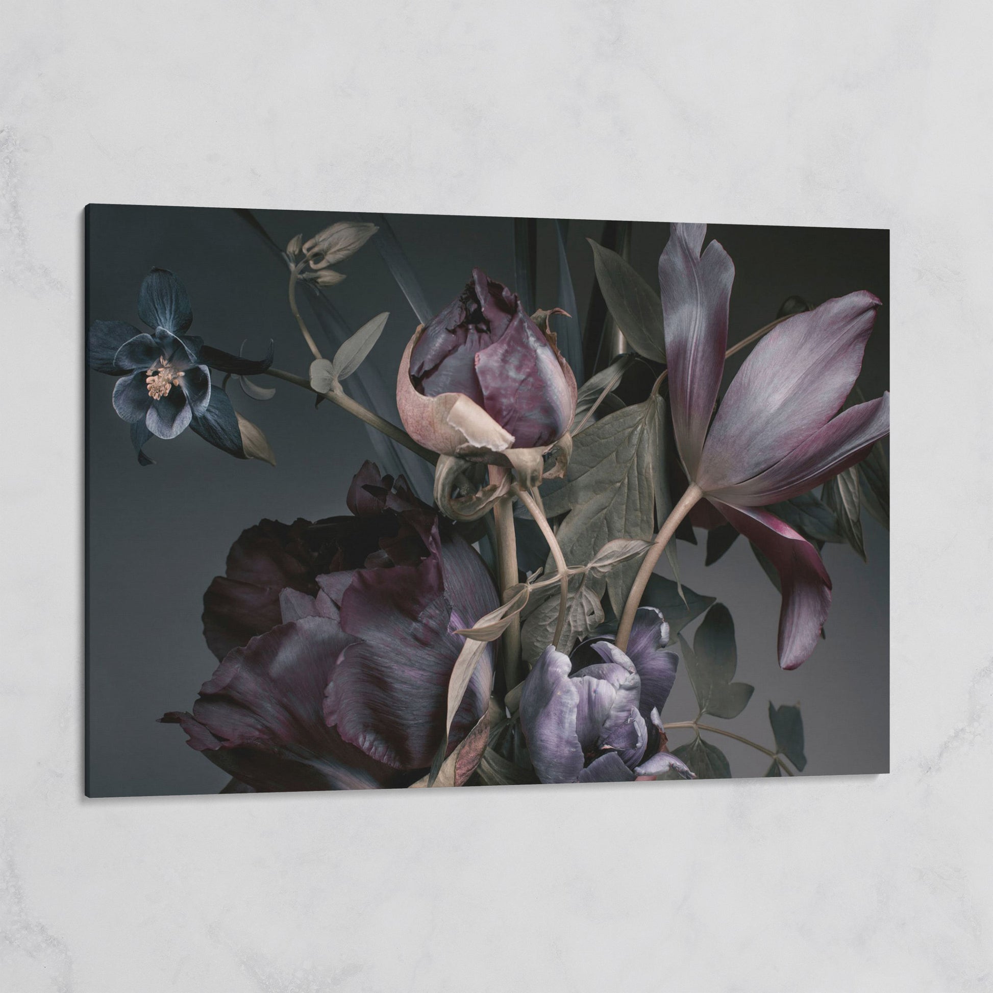 Purple Peonies Vintage Floral Canvas on gallery wrap