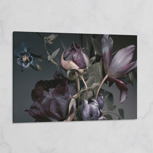 Purple Peonies Vintage Floral Canvas on gallery wrap