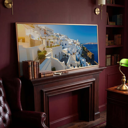 Santorini, Greece Canvas Print in antique gold floating frame
