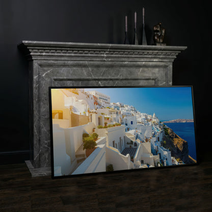 Santorini, Greece Canvas Print in black floating frame