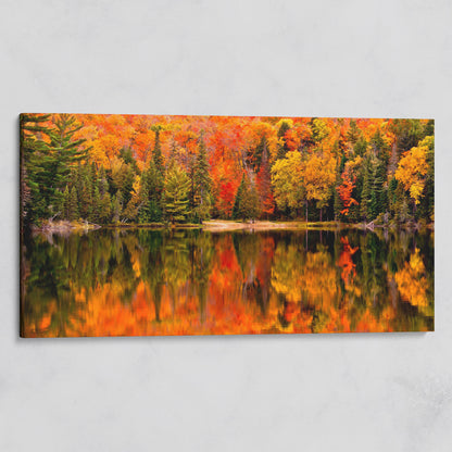 Autumn Forest with Reflective Lake Canvas on gallery wrap